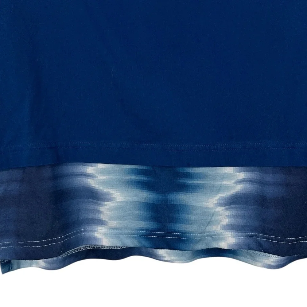 Nike International Women's Long Sleeve Graphic Top Blue Layered Hem - Size Large